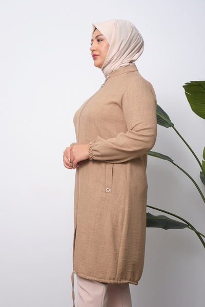 OKTAYUSTA COLLECTİON Belmando Linen Summer Hooded Ferace - Βαμβακερό