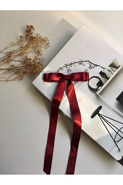 Almila Γυναικεία αγκράφα με κορδέλα από σατέν μπορντό