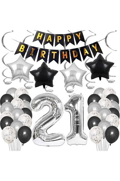 DÜVENCİ TİCARET Silver Follyo Large Balloon Set