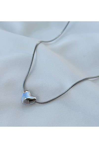Eylülün Takısı Women's Silver Color Heart Model Necklace