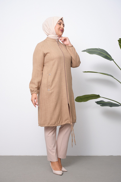 OKTAYUSTA COLLECTİON Belmando Linen Summer Hooded Ferace - Βαμβακερό