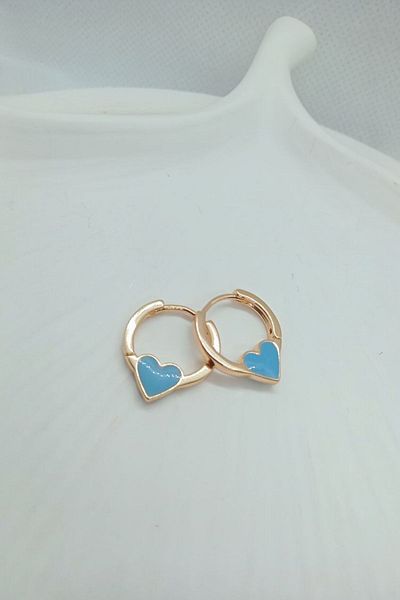 Elasya Jewels Xuping Blue Earrings - Heart Detail
