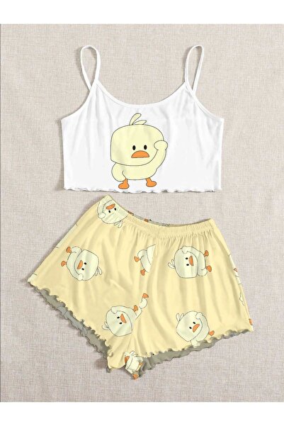 PEMBİŞ HOMEWEAR Askılı Şort Pijama Takımı Chick Supersoft Basic Süprem