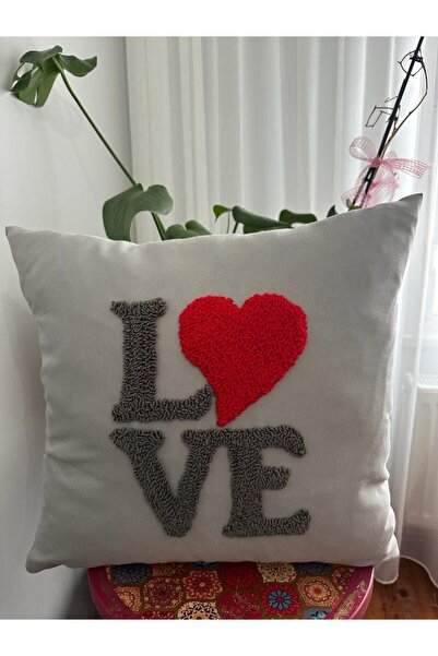 Kırlent Kılıfı Love Sevgililer Günü 43*43 %100 El Yapımı