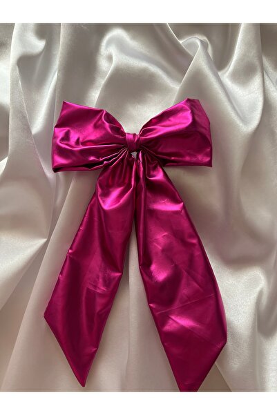 PratikDikisco مشبك نسائي على شكل فيونكة ثلاثية الأبعاد باللون الفوشيا