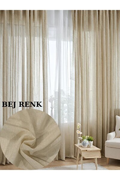 MebelPort Curtain Keten Tül Foldet Amerikan Pileli 1/3 Sıklık (KORNİŞ VE RUSTİK İÇİN UYGUN)
