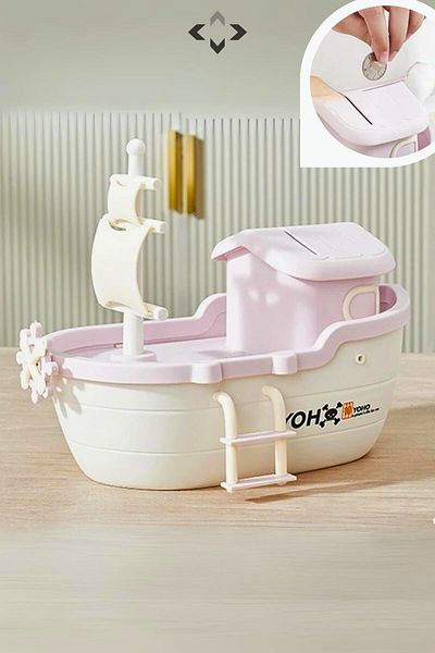 LİGROUND Μεγάλο μέγεθος Pirate Ship Patterned - Sailboat Soft Piggy Bank Ειδώλιο Συσσώρευση χρημάτων