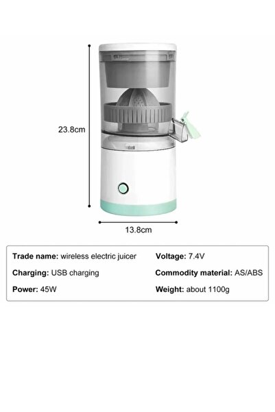 SERALINE Şarjlı Taşınabilir Elektrikli Meyve Portakal Limon Narenciye Sıkacağı