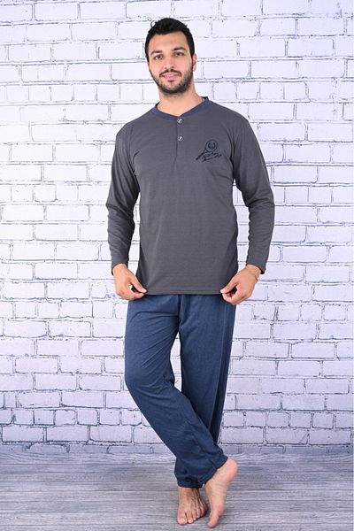 ASMATEKSTİL Men's Summer Long Sleeve Pajama Set