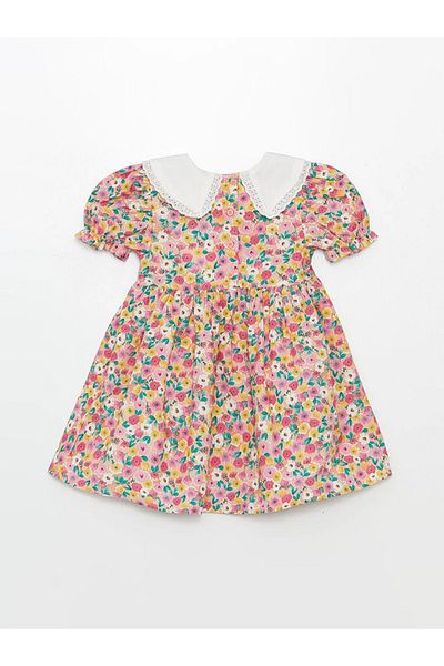 LC Waikiki LCW baby Bebe Collar Short Sleeve Floral Baby Girl Dress LCW