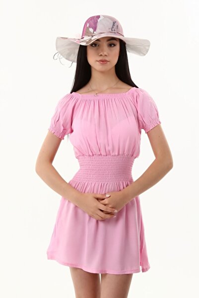 KaSheHa Pudra Madonna Yaka Beli Gipeli Dokuma Viskon Kiloş Elbise 95 Cm