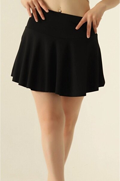 KaSheHa Vantablack Full Esnek Toparlayıcı Çelik Kumaş Şort Etek 40 Cm