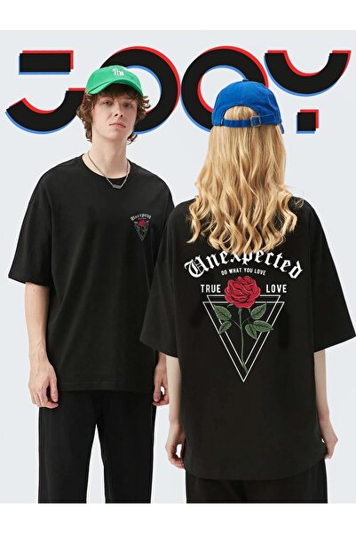 Jooy Company Unisex Lover Combination Unexpected Oversize Μαύρο Tshirt