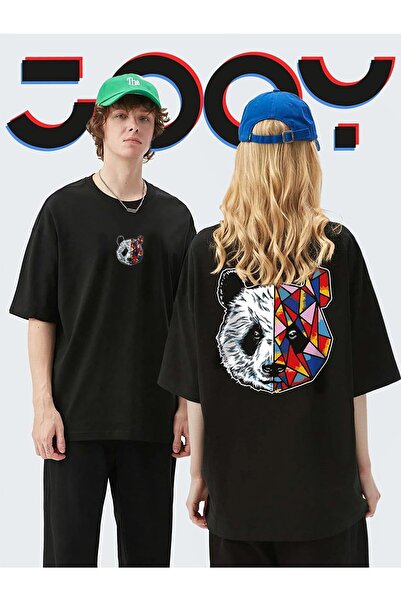 Jooy Company Unisex Lover Combination Tokyo Panda Oversize Μαύρο Tshirt Σετ 2...
