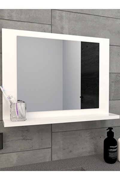 sezer mobilya dekorasyon Sezer Görkem Raflı Yatay Ayna 45x60cm (BEYAZ) Dresua...
