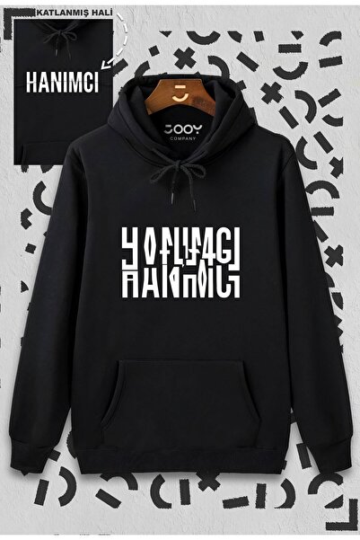 Jooy Company Hanımcı Beyci Sevgili Çift Kombini Katlamalı Tasarım Kapüşonlu Sweatshirt 2'li Set