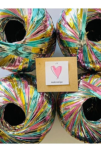 Makromİps Premıum Metalik Kâğıt Rafya Ip(4 adet)Simli Parlak Abiye Polyester ...