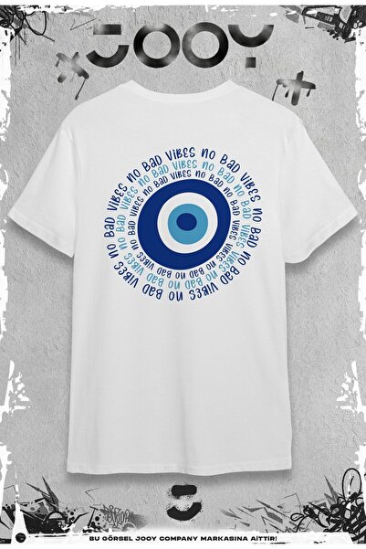 Jooy Company Nazar Boncuğu Tasarım Sevgili Çift Kombini Beyaz Oversize Tshirt 2'li Set