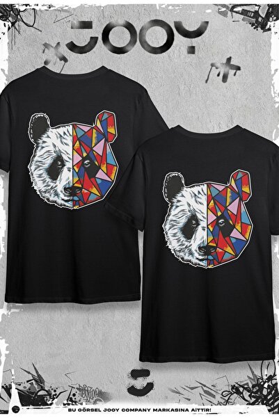 Jooy Company Lover Combination Panda Printed Black Oversize Tshirt Σετ 2 τεμα...