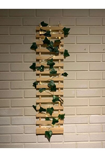 ViraHome Ledli Pilli Çamağacı Ahşap Saksı Sarmaşıklı Standı Çiçeklik Kış Bahçesi Balkon Dekor Yapay Çiçek