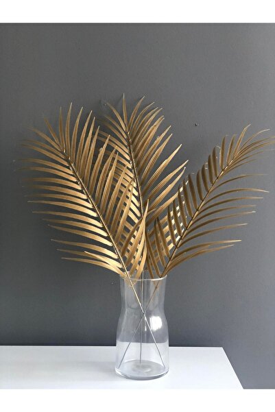 Luvienn Yapay Gold Palmiye Yaprakları-3 Adet -vazo Çiçeği-vazo Aranjmanı