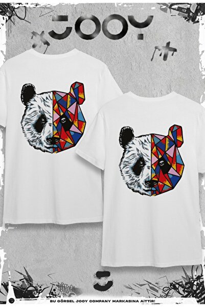 Jooy Company Lover Combination Panda Printed White Oversize Tshirt Σετ 2 τεμαχίων