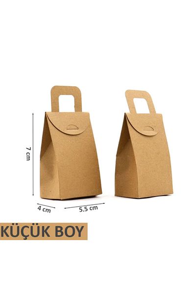 OLİ Art 25 Pieces Kraft Bag with Handles - Small Size, Cookie Box, Henna Holder - Bag with Holder