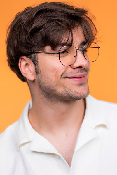 LUNOX Ünisex Gümüş Metal Mavi Işık Korumalı Ekran Gözlüğü ( Beşgen )