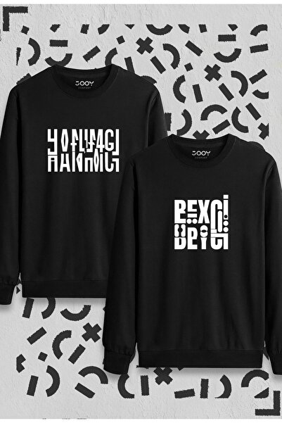 Marjill Hanımcı Beyci Sevgili Çift Kombini Katlamalı Tasarım Bisiklet Yaka 2'...