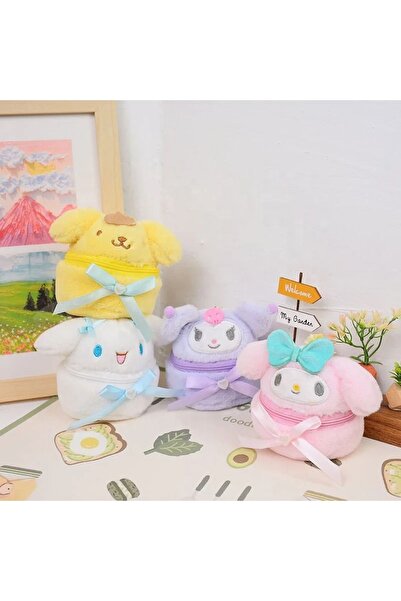 Meyra Accessories 1 adet Sanrio kawaii kuromi cinnamorol My Melody mini peluş cüzdan ortadan fermuarlı
