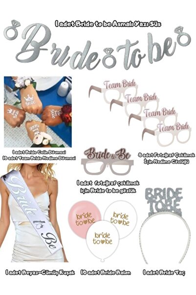 kullanatparti Gümüş Bride To Be Seti Bekarlığa Veda Partisi Malzemeleri Kuşak...