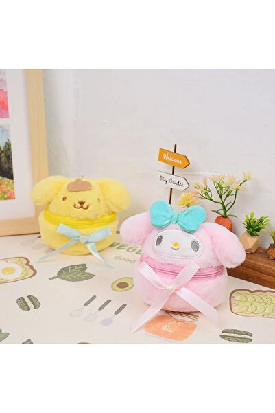 Meyra Accessories 1 adet Sanrio kawaii kuromi cinnamorol My Melody mini peluş cüzdan ortadan fermuarlı