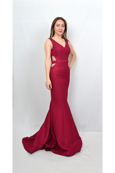 ALİS DRESS Bel Detaylı Kumaşı Simli Abiye