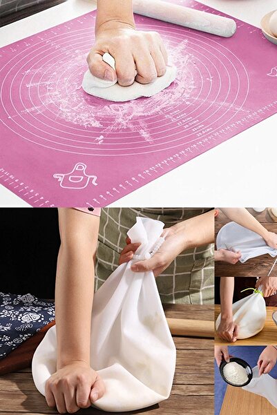 ucuzal حصيرة لف العجين (50×40) وحقيبة عجن العجين (21×28) مجموعة من قطعتين