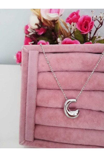 Judas Takı Gümüş Renk Balon C Harf Kolye , Baş Harf Kolye
