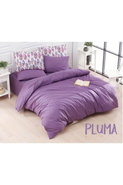 CHARLOTTE طقم غطاء لحاف مزدوج سادة - بلوما 100% قطن، 4 أغطية وسائد