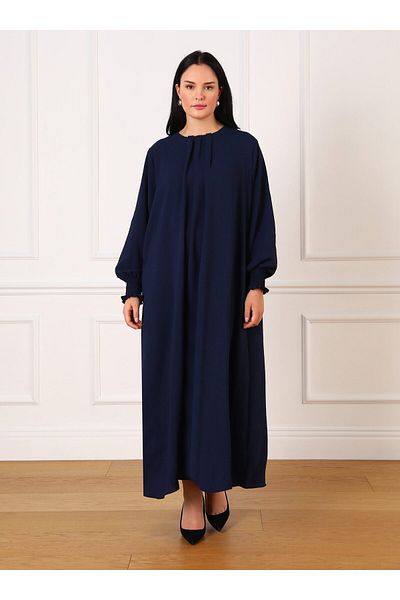 ALİA Plus Size Sleeve Pleated Aerobin Dress - Dark indigo - Alia