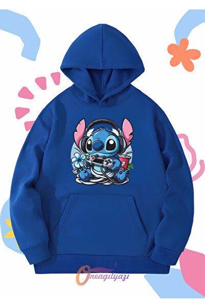 oneagılyazı Unisex stitch printed oversize hooded sweatshirt for children