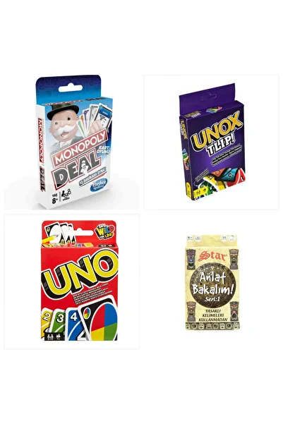 Unox Uno + Unox + Monopoly Deal + Tell Me Set of 4