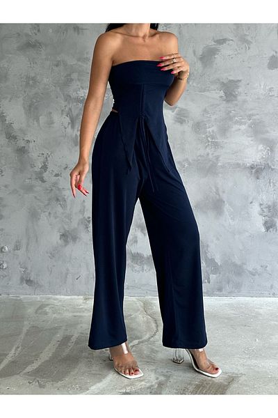 SUYA US WEAR Sandy Fabric Strapless Blouse and Pants Set