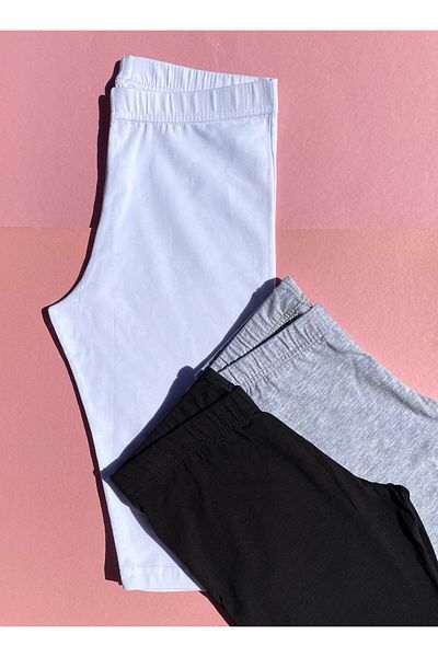 VicTroy Set of 3 Grey, Black and White Cotton Classic Hijab-Leggings