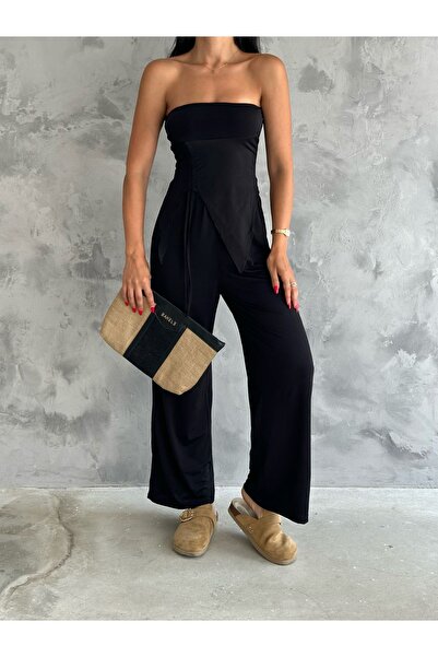 SUYA US WEAR Set bluză și pantaloni din țesătură Sandy fără bretele