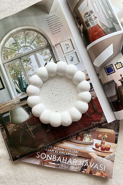 Mandalin Art Studio Patterned Bubble Decorative Plate, Jewelry Plate, Coaster 13 cm