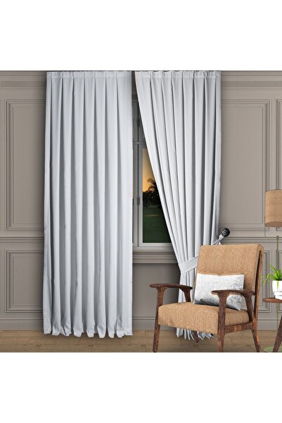 DECO Beyaz Ada Fon Perde Pilesiz Extraforlu Düz Dikim Büzgü Pile