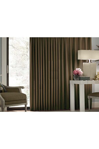 DECO Koyu Toprak Blackout (KARARTMA) Perde Güneşlik Pilesiz Extraforlu Düz Dikim