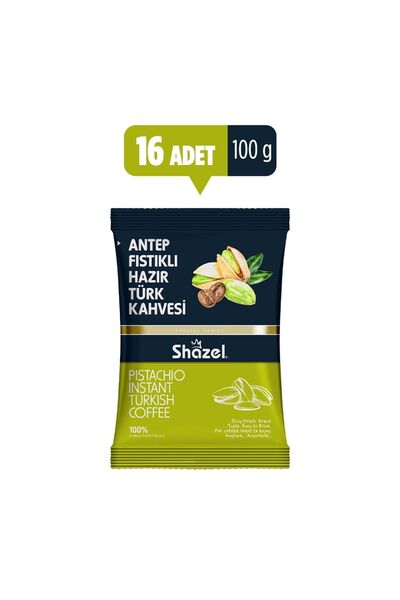 Shazel Antep Fıstıklı Hazır Türk Kahvesi 100G (100 g x 16 Adet )