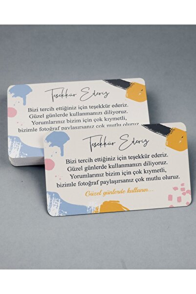 Nüans Reklam Ajansı Teşekkür Kartı Oval Köşeli - 60 Adet - 8x5cm
