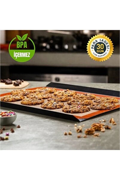caddeoutlet Yanmaz Yapışmaz Pişirme Matı 40*30 Cm Kendinden Yağlı Fırın Kağıd...