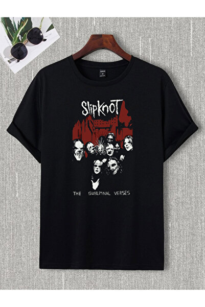 donamod Unisex Oversize Slipknot Pantera Metallıca Iron Madıen Black Sabbath Ac Dc Rock Metal Tişört T shirt