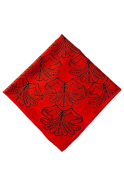 leillART Red Color Patterned Women's Hair Bandana - Handmade